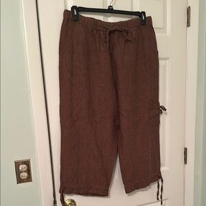 Women’s Chocolate Brown Cropped Linen Pants
